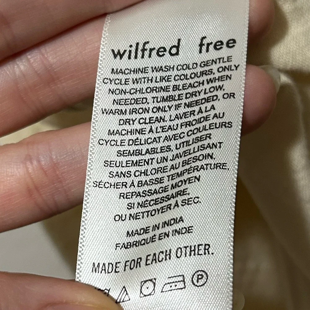 Aritzia Wilfred Free Cream Gauze Wide Leg Jumpsuit Organic Cotton Small